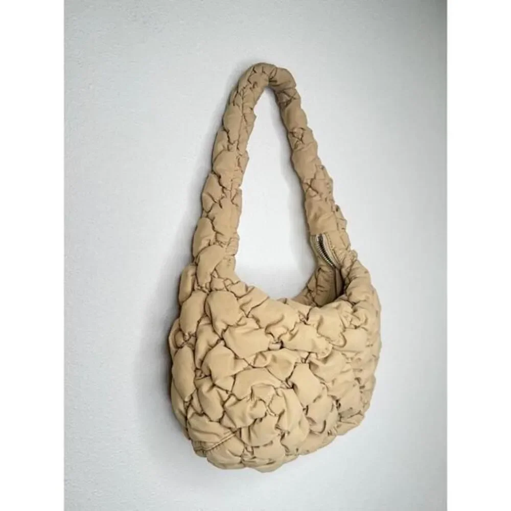 Babaton Aritzia Purse Curator Wicker Tan Bag Quilted Pillowy puffer Modern hobo
